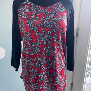 LuLaRoe Randy 3/4 Sleeve Floral Baseball T
